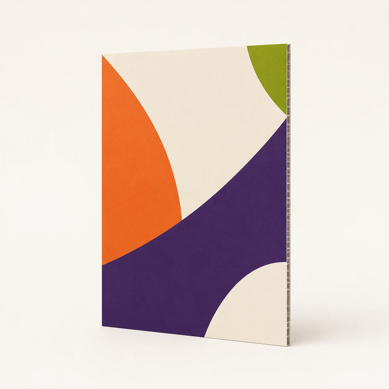 Rechthoekig bedrukte kanaalplaat met abstract paars, oranje en groen ontwerp