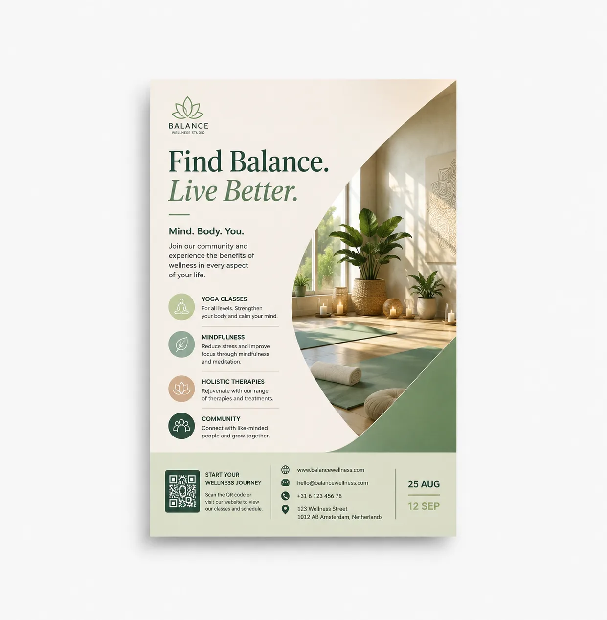 Printed A5 flyer in 148 × 210 mm format