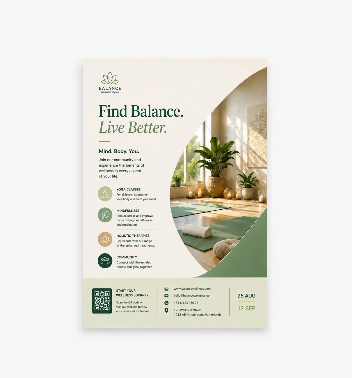 Printed A6 flyer in 105 × 148 mm format
