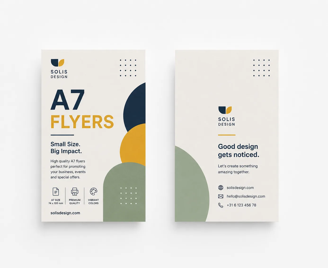 Printed A7 flyer in 74 × 105 mm format