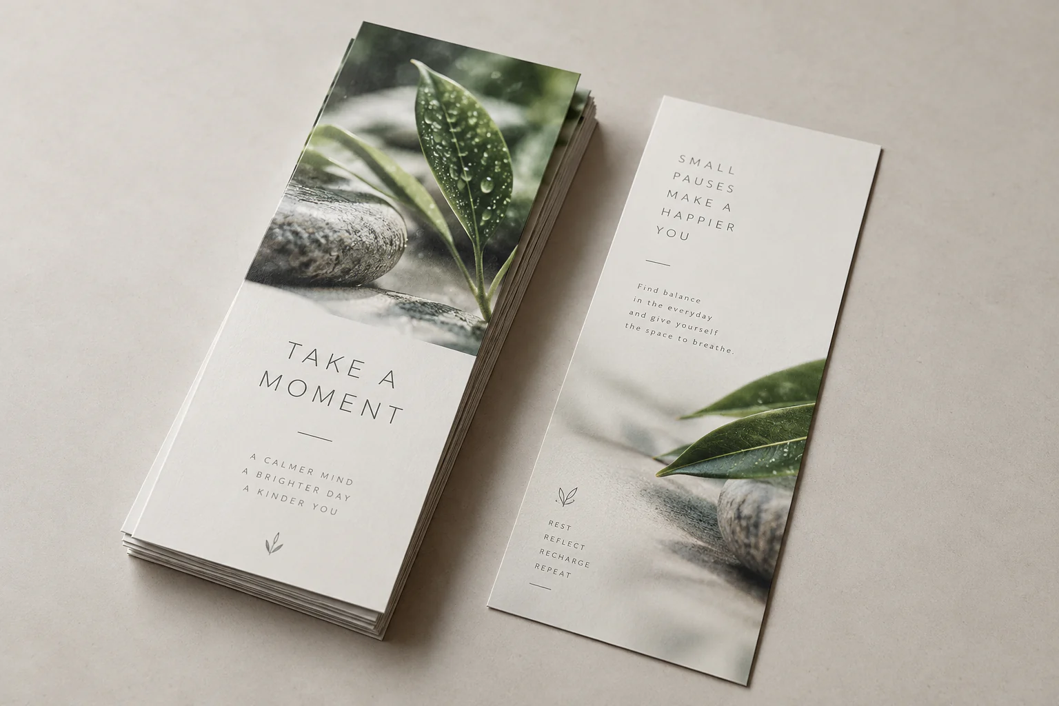 Voorbeeld van bedrukte DIN long flyers met een wellnessontwerp