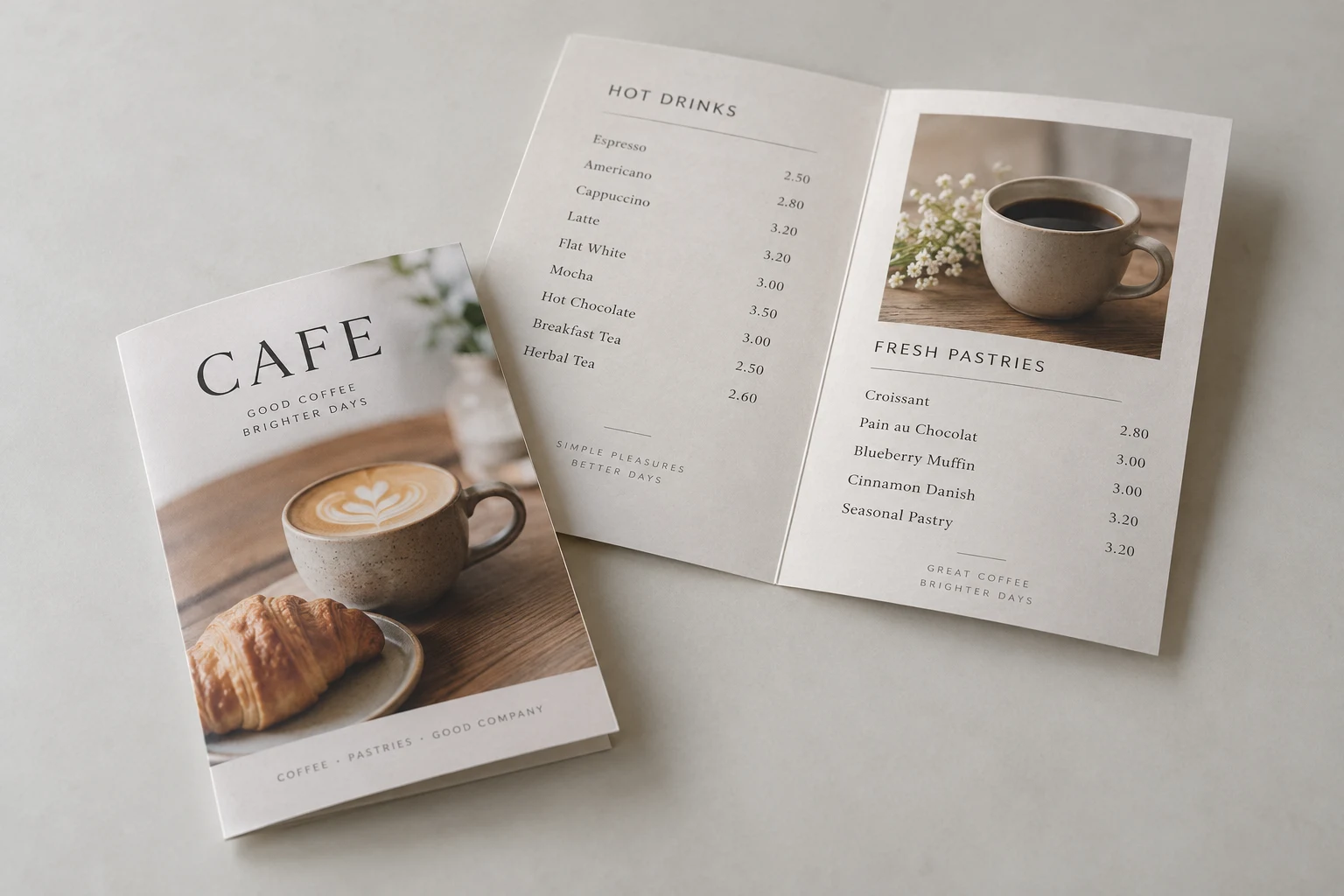 Compacte A6-folder met een caféontwerp