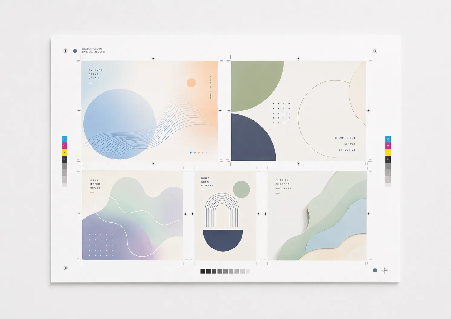Unfolded plano sheet with several designs