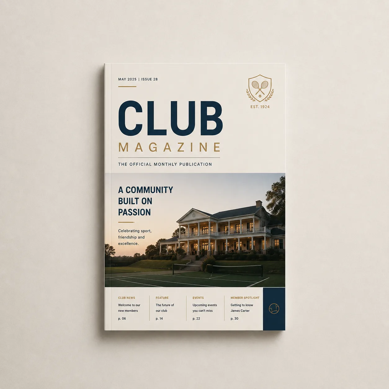 Printed club magazine with member news, photos and an events calendar