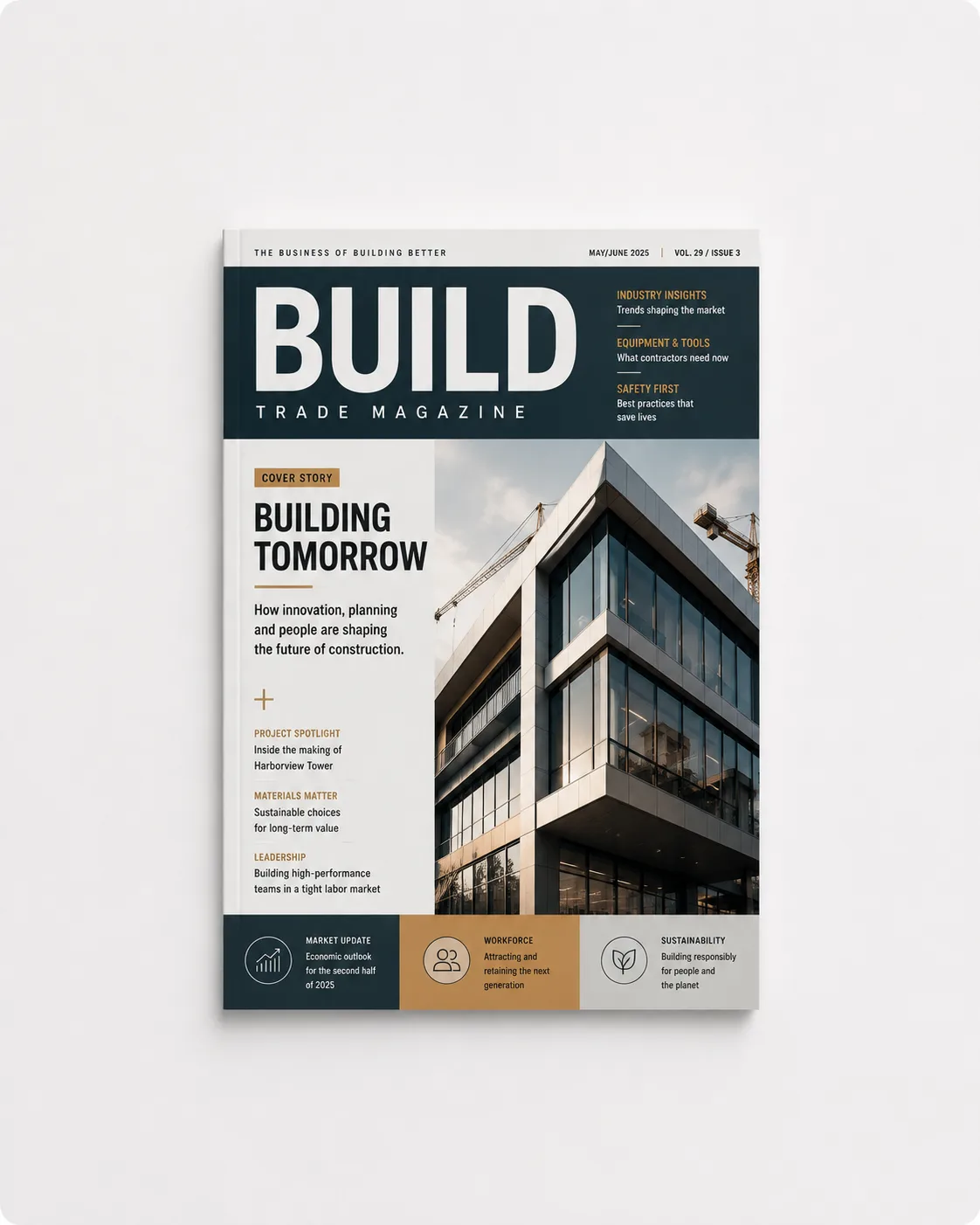 Printed trade magazine with a specialist article, interview and business photography