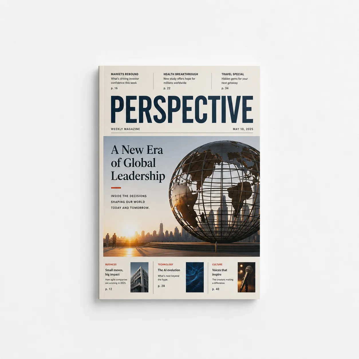 Printed weekly magazine with short news items, a calendar and issue week on the cover