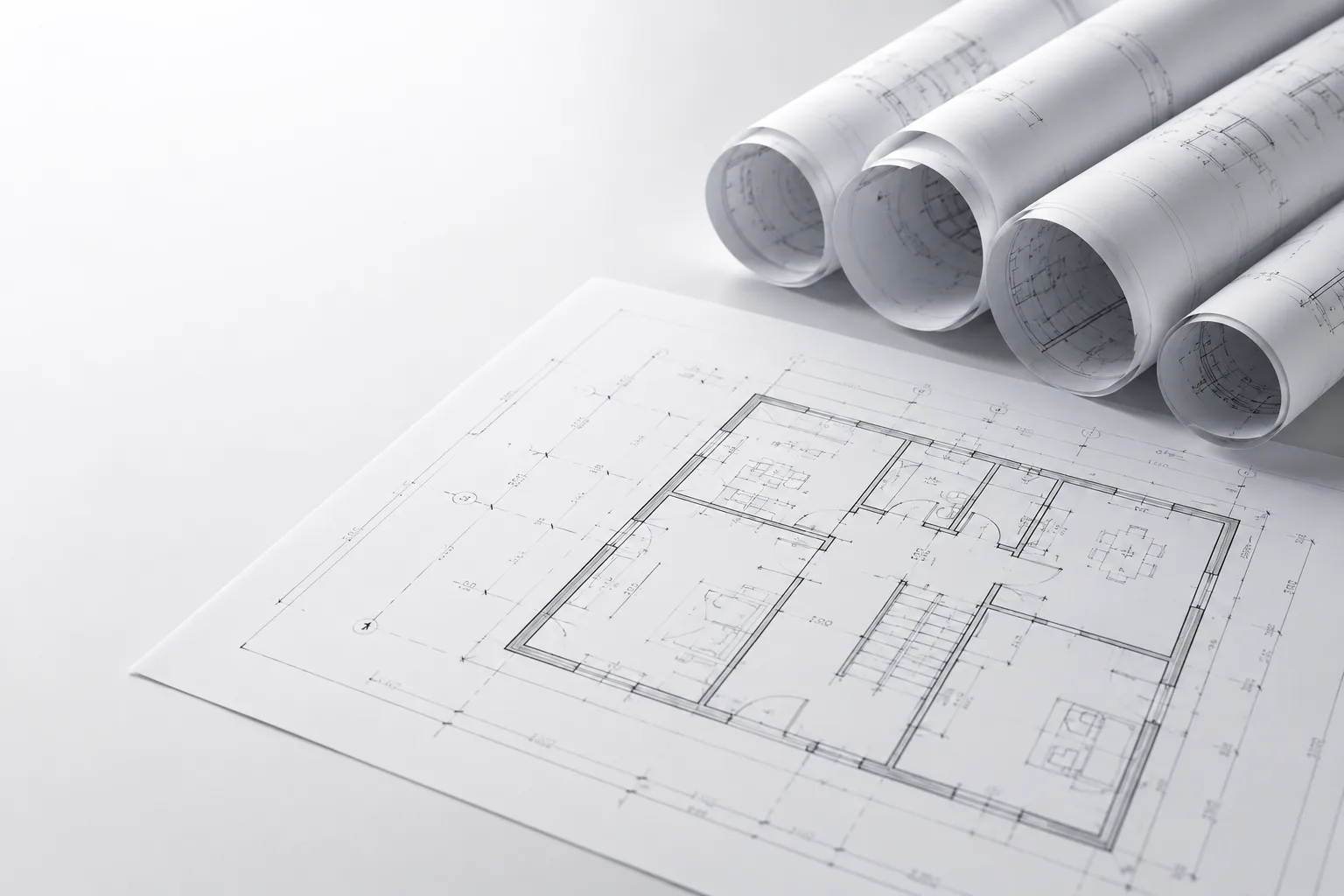 Example of a printed construction drawing