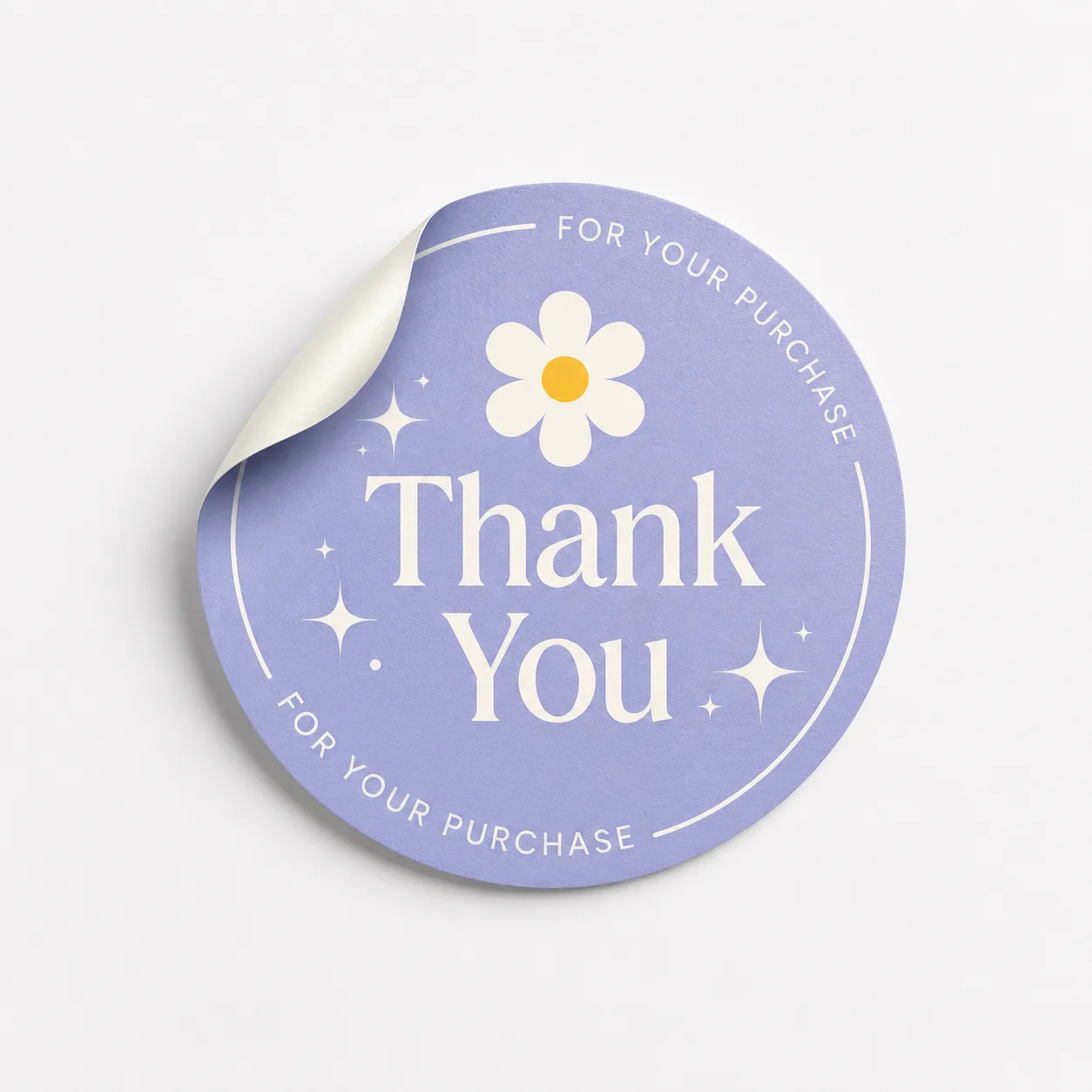 Purple round thank-you sticker