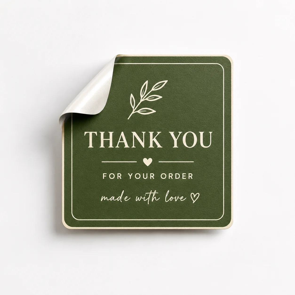 Green square thank-you sticker