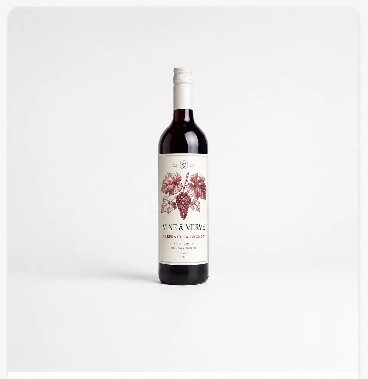 Wine bottle with a printed wine label