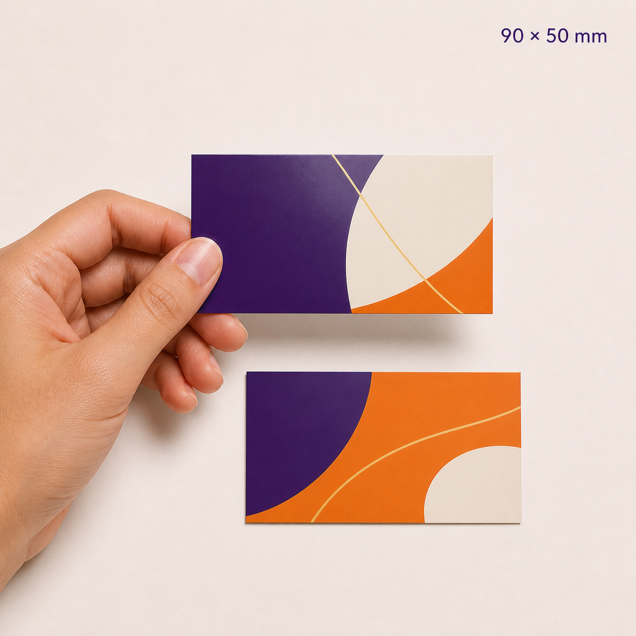 Front and reverse of two printed business cards